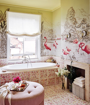 Обои в ванной комнате: яркие примеры из проектов дизайнеров