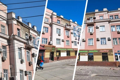 Облицовка фасада упала на проспекте Столыпина в Саратове