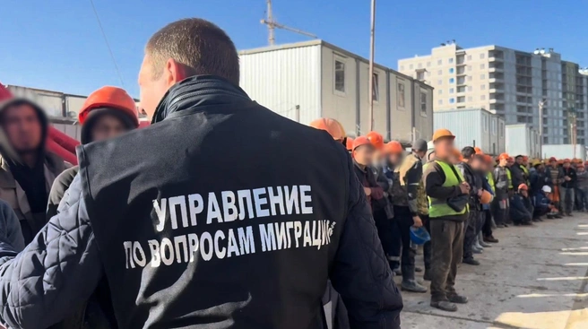Полиция нагрянула на стройку под Петербургом. В отдел увезли несколько десятков мигрантов | Источник: пресс-служба ГУ МВД России по Санкт-Петербургу и Ленинградской области
