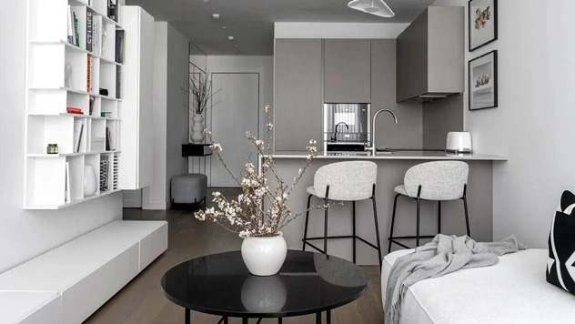 Минималистская квартира 60 м² для студентки в Москве
