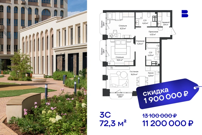 Количество квартир по акции ограничено. Подробности уточняйте в отделах продаж | Источник: ООО СЗ «ЮНИТ»