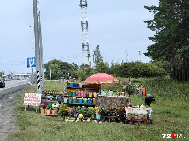 Машины по пути куда-то останавливаются здесь. Кто в дорогу перекусить что-то берет, кто «на гостинцы» | Источник: Юлия Мальцева / 72.ru