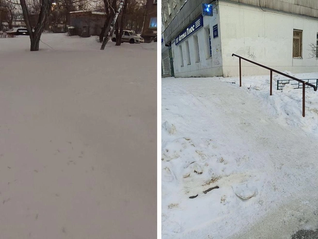 Лестницы и пешеходные тропы оказались заметены. | Источник: читатели НГС