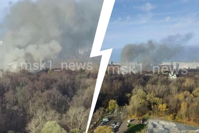 Крупный пожар в санатории «Узкое» в Москве