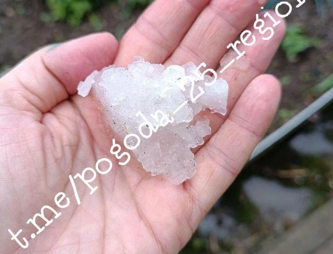 Град прошел в разных районах края | Источник: Pogoda_25_region / T.me