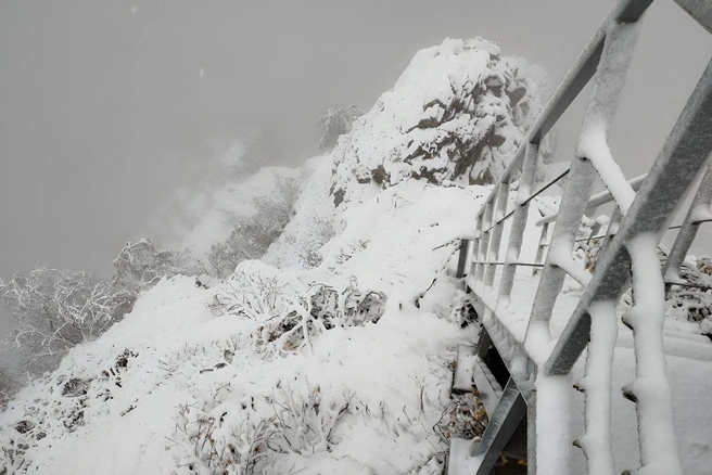 Сугробы в горах — уже более 20 см. | Источник: Пресс-служба курорта «Красная поляна»