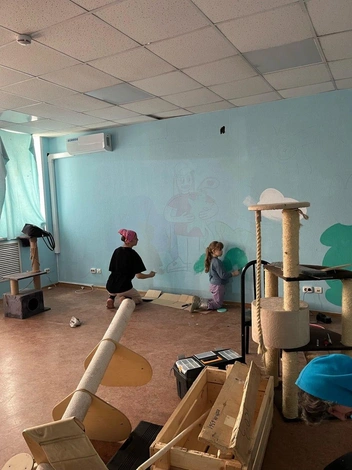 Стены разрисовывают в фирменном стиле «Счастливого хвоста» | Источник: предоставлено приютом «Счастливый хвост»