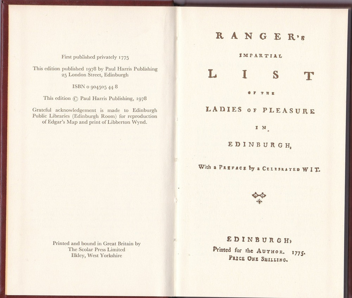 Каталог проституток Эдинбурга XVIII века, который написал редактор «Британники»