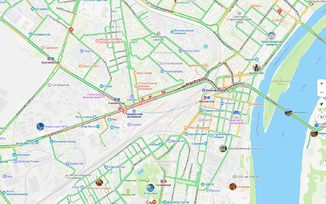Пробка в Нижнем Новгороде после ДТП | Источник: «Яндекс. Карты»