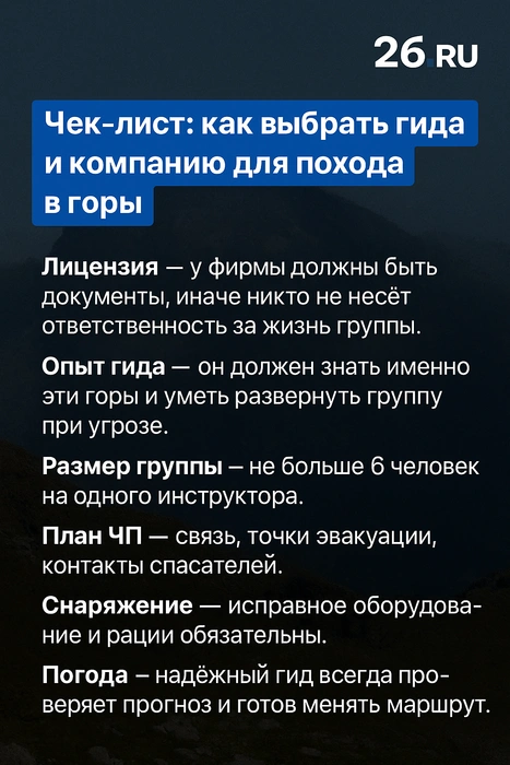 Чек-лист как выбрать гида и компанию для похода в горы | Источник: Фото сгенерировано с помощью нейросети