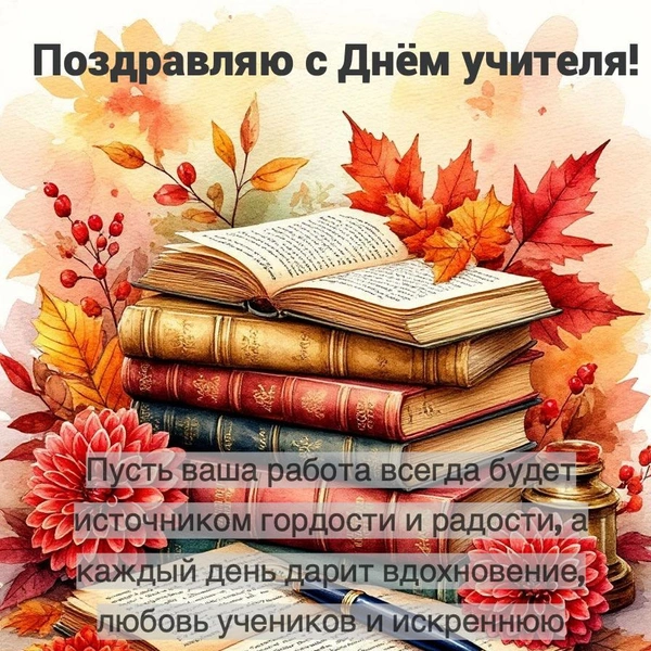 Открытка ко Дню учителя, поздравление ко дню учителя, поздравление ко дню учителя от класса, красивое поздравление ко дню учителя, оригинальное поздравление ко дню учителя, Какого числа День учителя, открытки ко дню учителя, поздравление с днем учителя | Источник: Шедеврум