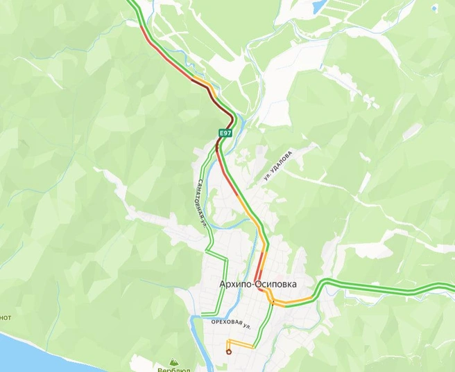 Пробка у Архипо-Осиповки | Источник: yandex.ru/maps