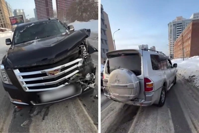 Cadillac Escalade и Mitsubishi Pajero столкнулись в Новосибирске