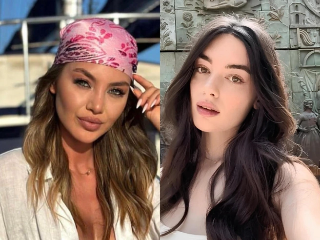 Мария Авдиенко (справа) получила от разъяренной любовницы именинника по первое число | Источник: busrakarakasofficial / Instagram (экстремистская организация, деятельность запрещена на территории РФ); Haberturk.com