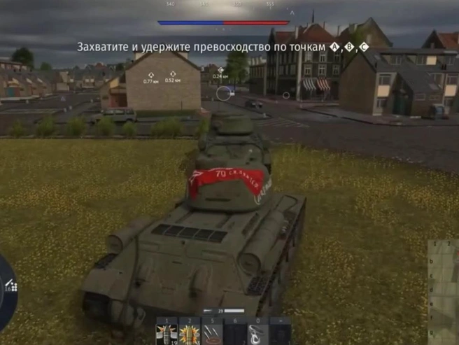 Игровой танк с изображением Знамени Победы в War Thunder. | Источник: Скриншот с трансляции 