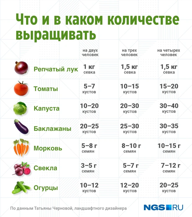 Данные приведены примерные. Многое зависит от сорта и всхожести семян | Источник: Юрий Орлов