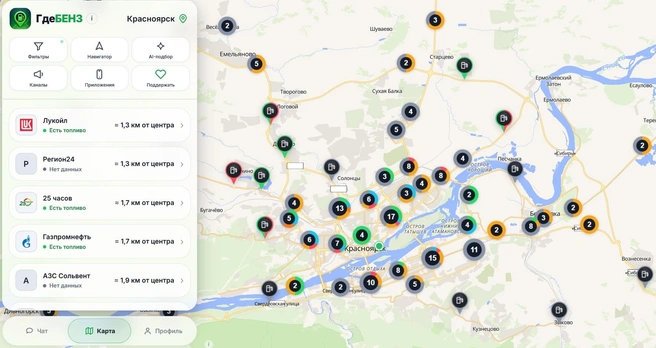 Зеленой оценки (топливо точно есть) не так много | Источник: gdebenz.ru