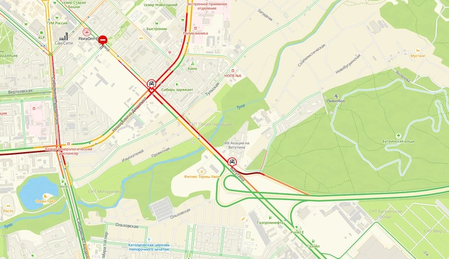 Дорога окрасилась в красный | Источник: 2ГИС