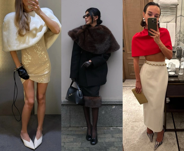 Этой зимой мы носим укороченные кейпы со всем: на платьях, пальто и даже на голое тело Этой зимой мы носим укороченные кейпы со всем: на платьях, пальто и даже на голое тело