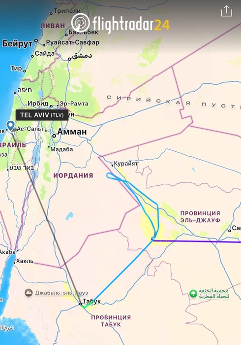 Самолет на Ближнем Востоке подал сигнал о захвате судна: онлайн-трансляция о ЧП | Источник: Flightradar24