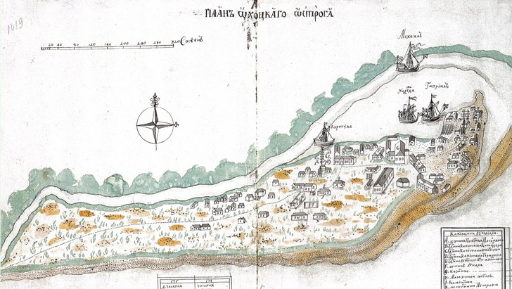 План Охотского острога, 1737 год | Источник: Wikimedia Commons