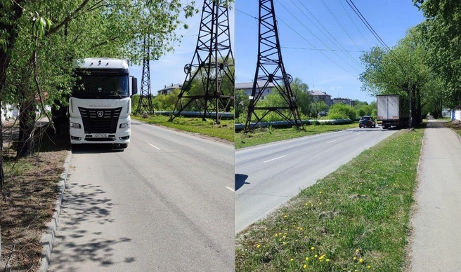 На улице Гончаренко рядом с подстанцией повадились парковаться водители фур, перекрывая полосу. Читатели задаются вопросом, насколько вообще законно нахождение и стоянка большегрузов вблизи жилых кварталов | Источник: читатель 74.RU