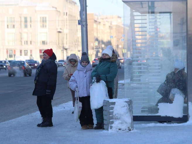 Особенно тяжело приходится пассажирам, ожидающим общественный транспорт на остановках. | Источник: Андрей Бортко / NGS.RU