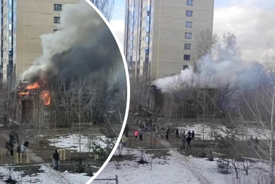 Пожар в аварийном бараке рядом с гимназией «Горностай»