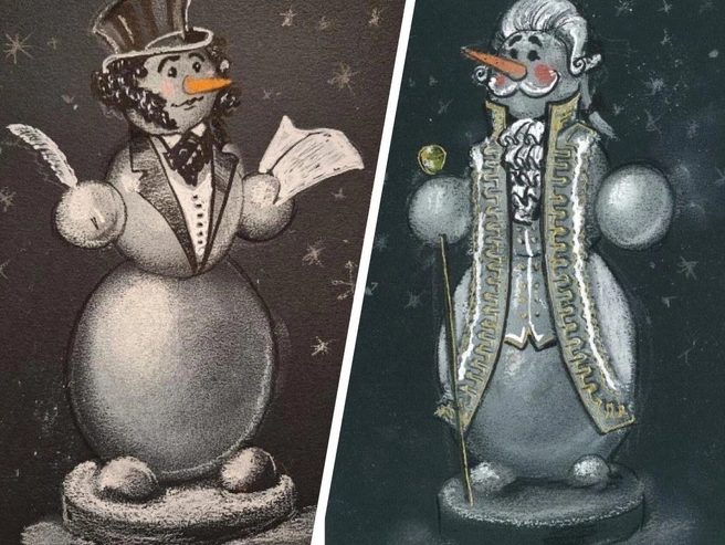 Эскиз снеговиков в образах Александра Пушкина и лакея | Источник: zakupki