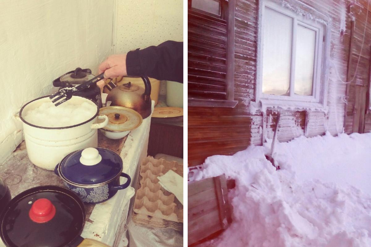 В Архангельске замерзают колонки и водопровод, люди топят снег, 24 февраля  2021 г. - 24 февраля 2021 - 29.ру