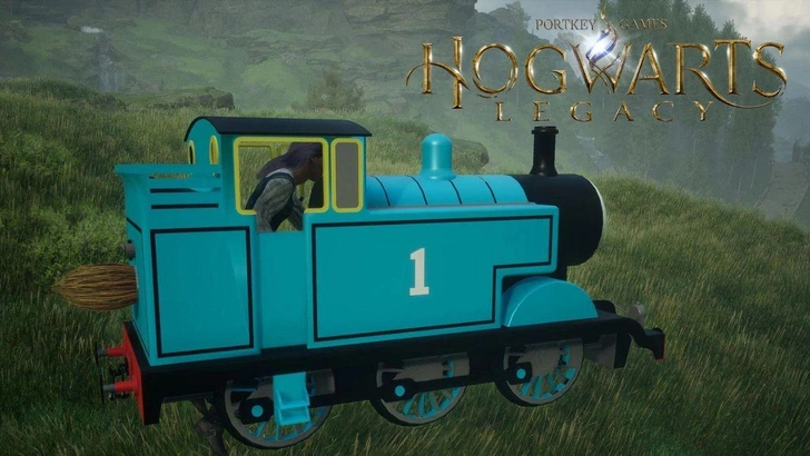 Вместо метлы — паровозик Томас: игроки развлекаются с модами в видеоигре Hogwarts Legacy