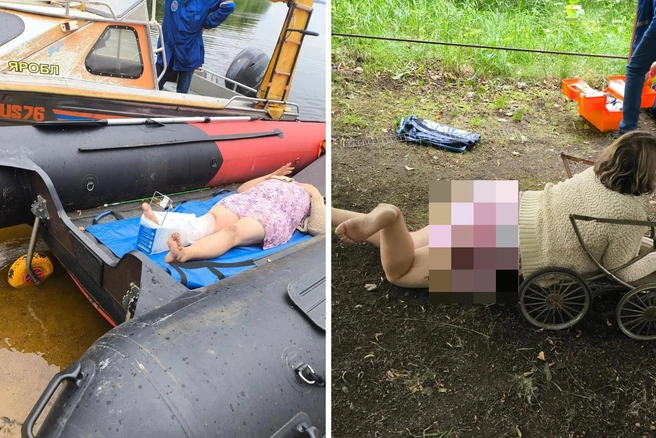 В Ярославской области женщину эвакуировали на катере | Источник: ГБУ ЯО «Пожарно-спасательная служба ЯО» / vk.com