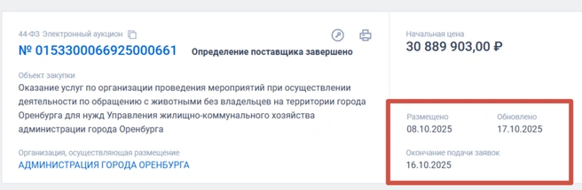 13-й тендер | Источник: Госзакупки