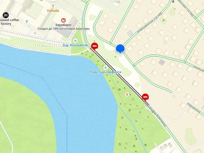 Проезд по дороге временно запрещён. | Источник: 2GIS