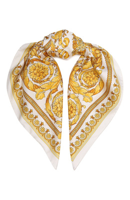 Женский золотой шелковый платок VERSACE