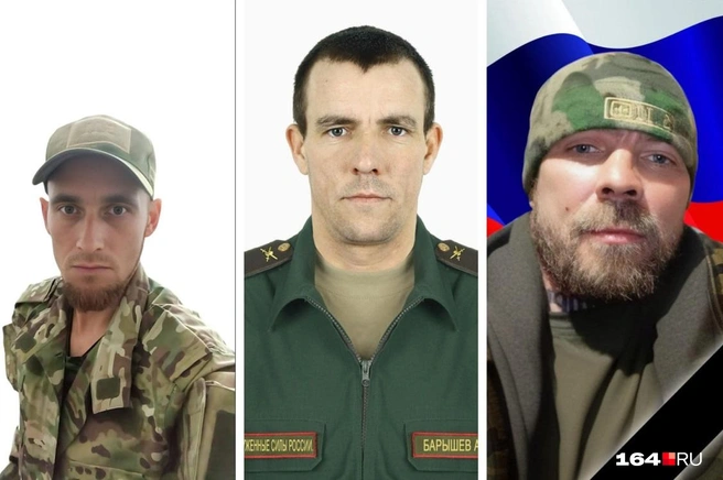 Погибшие в СВО петровчанин Александр Кузнецов, а также пугачевцы Антон Барышев и Григорий Федулов | Источник: Петровские вести / Telegram, Алексей Янин / Telegram