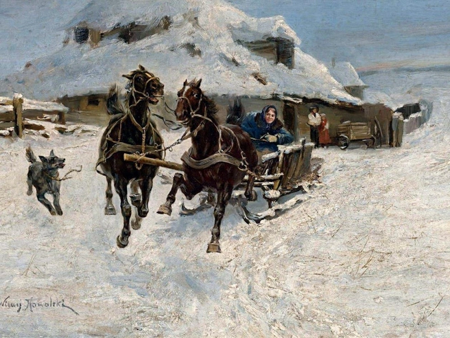 Ефимов день: что делали и чего боялись 2 февраля | Источник: Альфред Веруш-Ковальски «Поездка на санях»