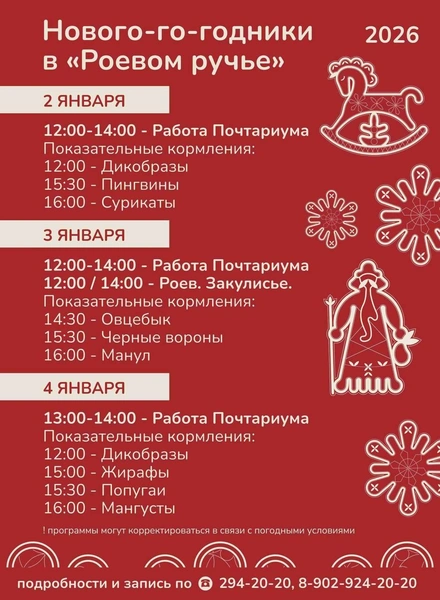 Расписание | Источник: Парк «Роев ручей» Красноярск / Telegram