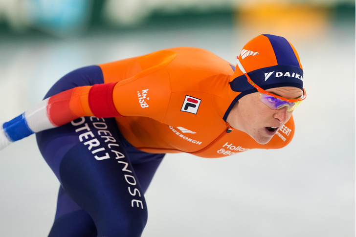 Ireen Wust of the Netherlands competing in the Women's 1500m during the 2022 ISU European Speed Skating Championships at Thialf on January 8, 2022 in Heerenveen, Netherlands