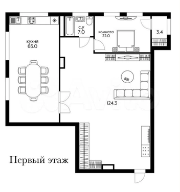 Планировка первого этажа | Источник: сайт по продаже недвижимости 