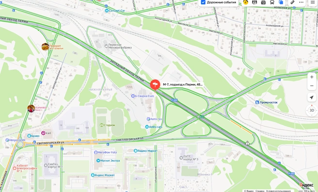 Место, где загорелась машина | Источник: Yandex.ru/maps