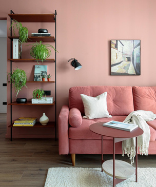 Розовый цвет в гостиной: 40+ примеров