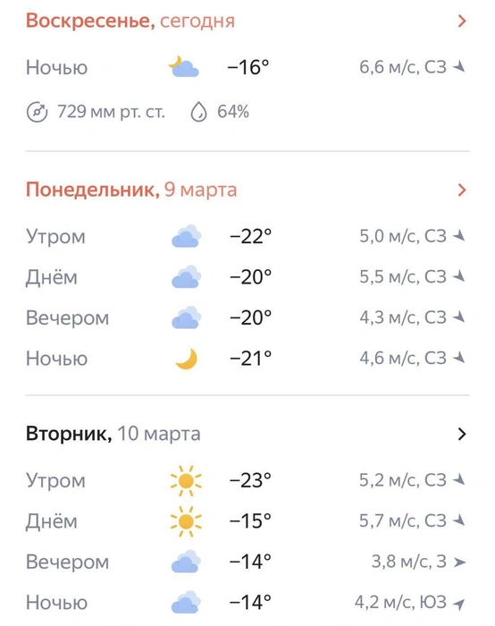 Морозно и солнечно | Источник: «Яндекс Погода»