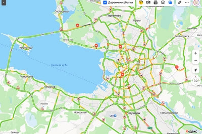 Пробка на КАД из-за ремонта на вантовом мосту