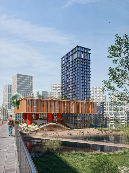 Mecanoo (Нидерланды) разработало проект House of Shift, где главными принципами стали повторное использование материалов, накопление углерода в строительных конструкциях, энергетическая автономность и интеграция природы в архитектуру. | Источник: Mecanoo