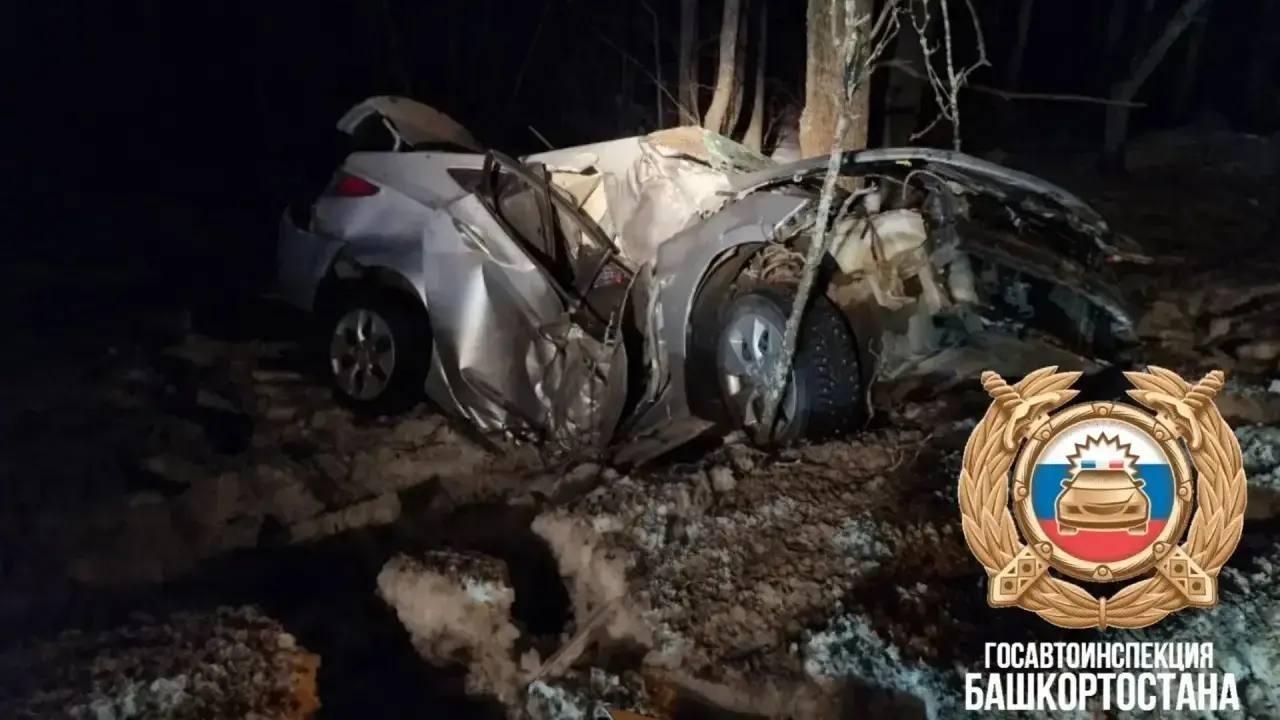 Два человека погибли при столкновении машины с деревом в Башкирии