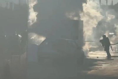 На проспекте Универсиады в Казани загорелась Газель