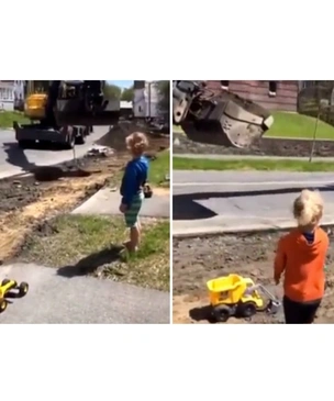 Видео про то, как водитель экскаватора отвлекся от работы, чтобы порадовать детей, набрало больше тысячи комментариев
