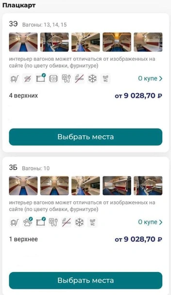 14:20. Мест в плацкарте уже пять. | Источник: скриншот
