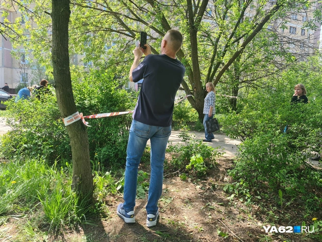 Рязанцы проявляют любопытство к произошедшему минувшей ночью | Источник: Светлана Коновалова / YA62.RU
